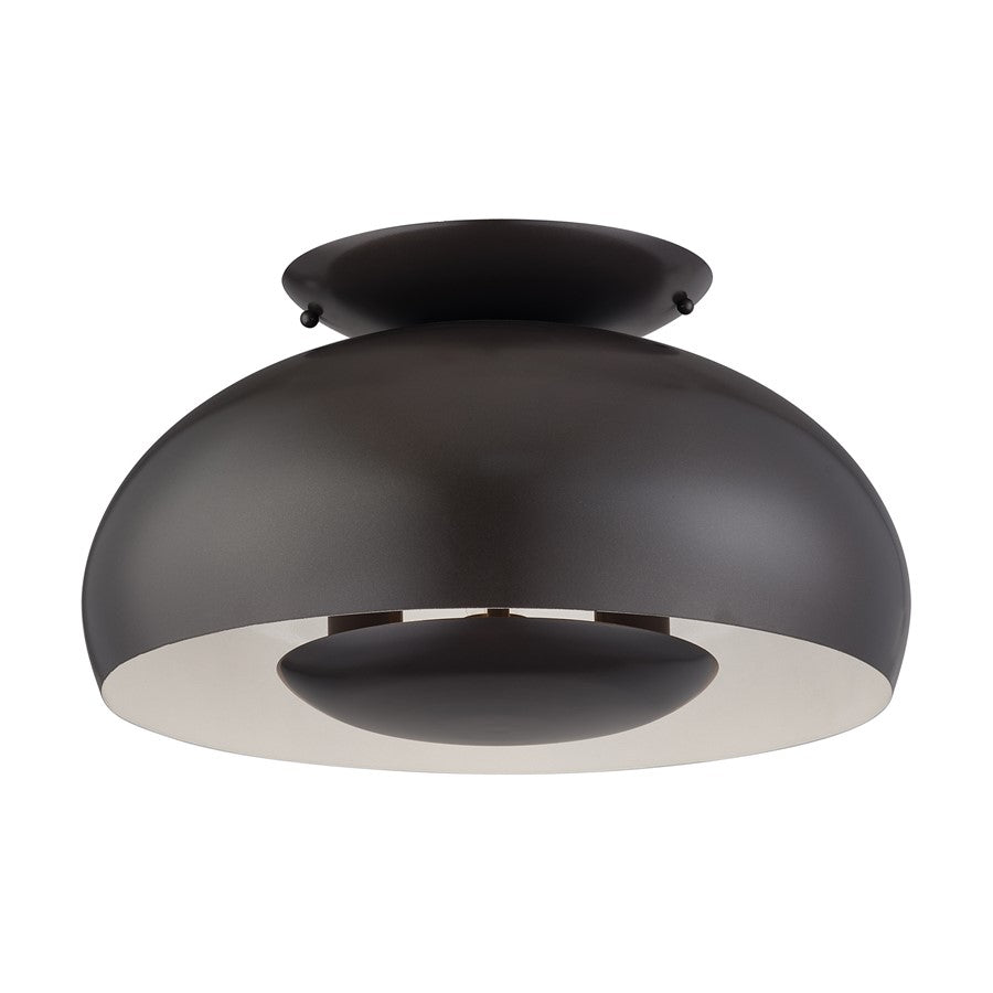 Livex Domma 3Lt Large Semi-Flush, Bronze/Bronze Steel/Shiny White