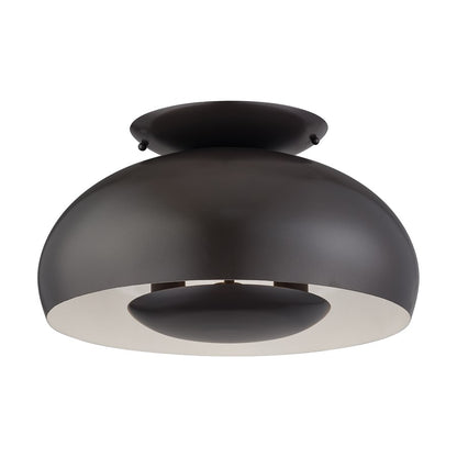 Livex Domma 3Lt Large Semi-Flush, Bronze/Bronze Steel/Shiny White
