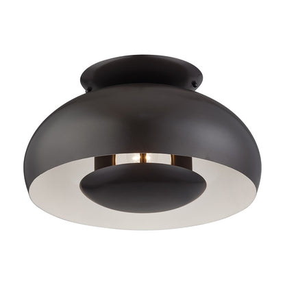 Livex Domma 3Lt Large Semi-Flush, Bronze/Bronze Steel/Shiny White