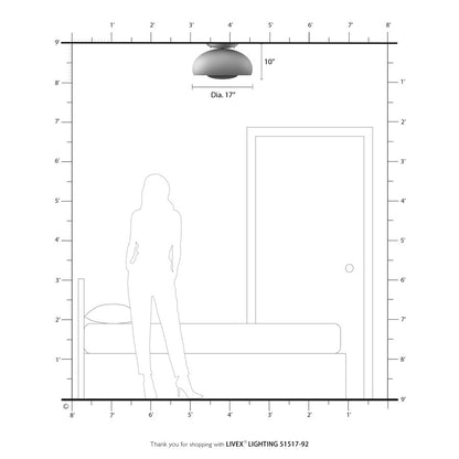 Livex Domma 3Lt Large Semi-Flush, Bronze/Bronze Steel/Shiny White