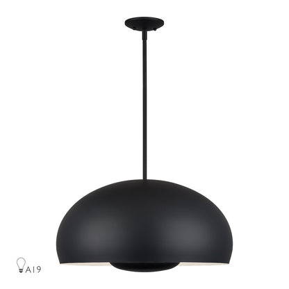 Livex Domma 4Lt Pendant, Black/Black Steel/Shiny White - 51518-04