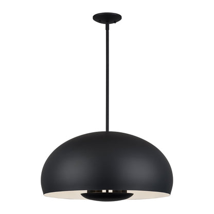 Livex Domma 4Lt Pendant, Black/Black Steel/Shiny White