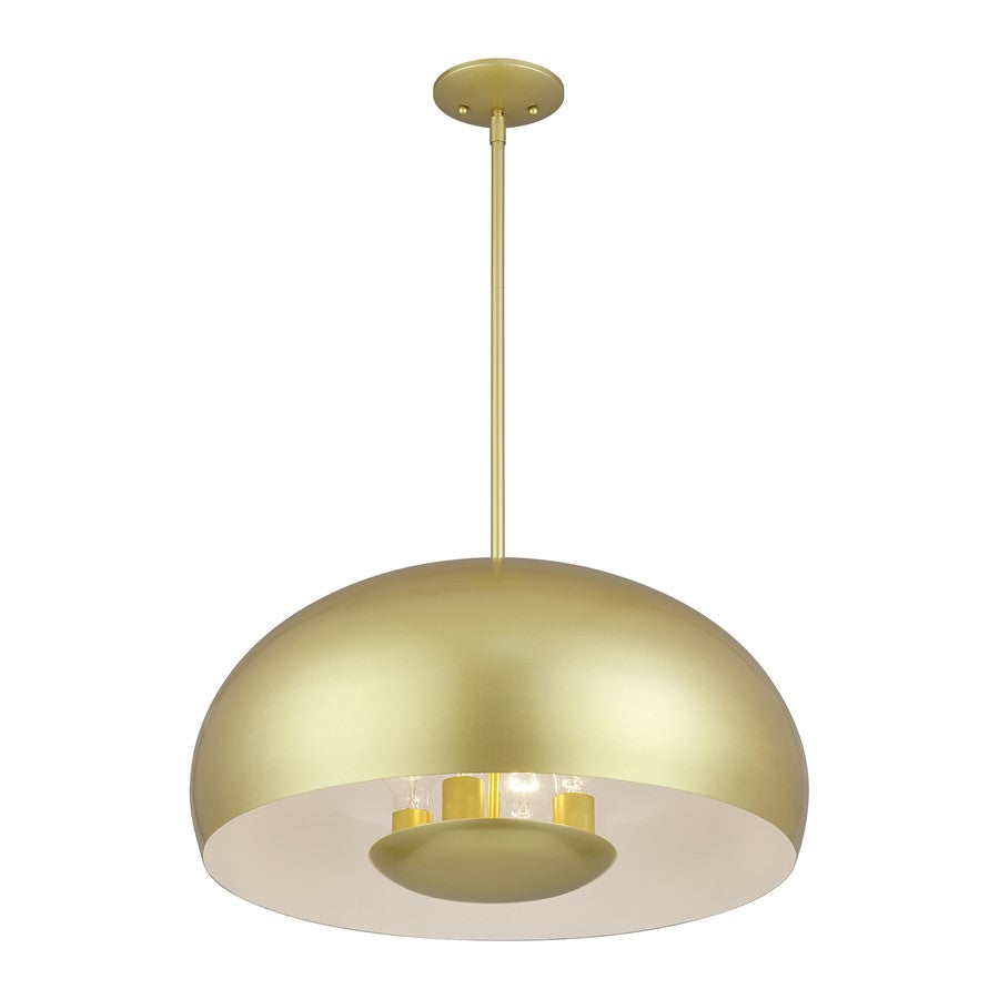 Livex Domma 4Lt Pendant, Soft Gold/Soft Gold Steel/Shiny White