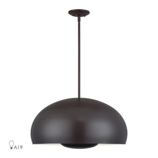 Livex Domma 4Lt Pendant, Bronze/Bronze Steel/Shiny White - 51518-92