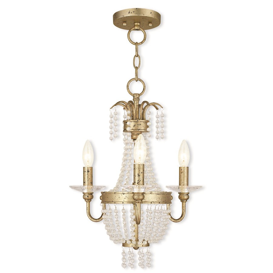 Livex Valentina 3 Light Convertible Mini Chand/Ceiling, Gold/Crystals