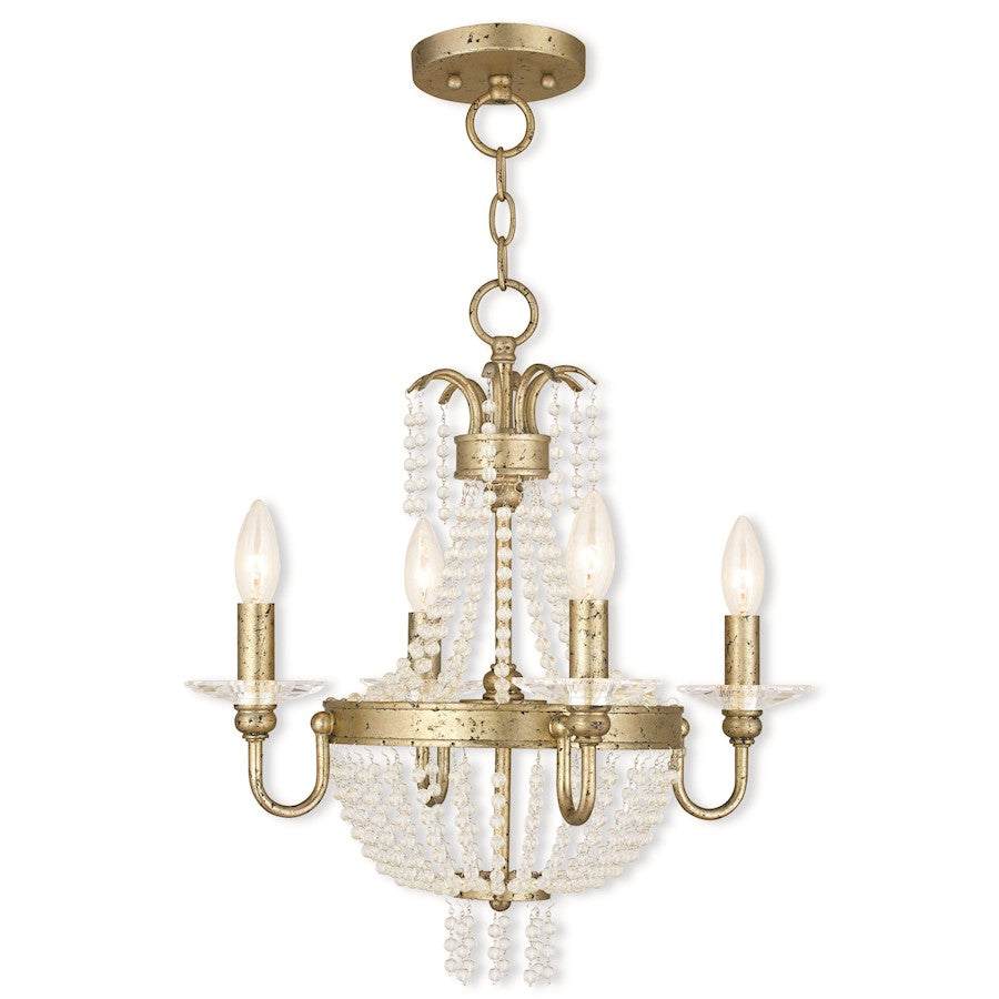 Livex Valentina 4 Light Convertible Mini Chand/Ceiling, Gold/Crystals