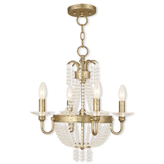 Livex Valentina 4 Light Convertible Mini Chand/Ceiling, Gold/Crystals