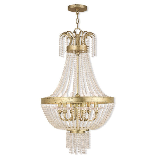 Livex Valentina 6 Light Pendant, Winter Gold/Clear Crystals