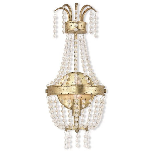 Livex Valentina 1 Light Sconce, Winter Gold/Clear Crystals