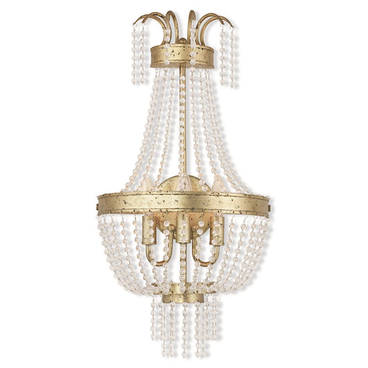 Livex Valentina 3 Light Sconce, Winter Gold/Clear Crystals