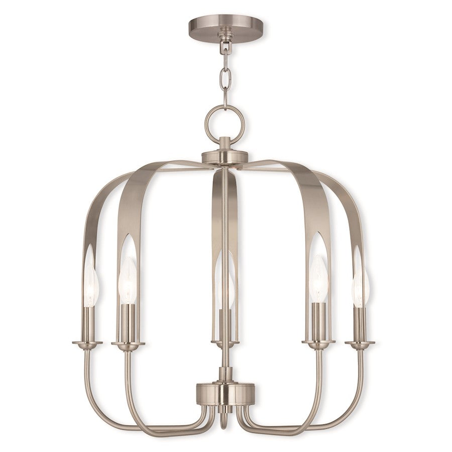 Livex Addison 5 Light Chandelier, Brushed Nickel