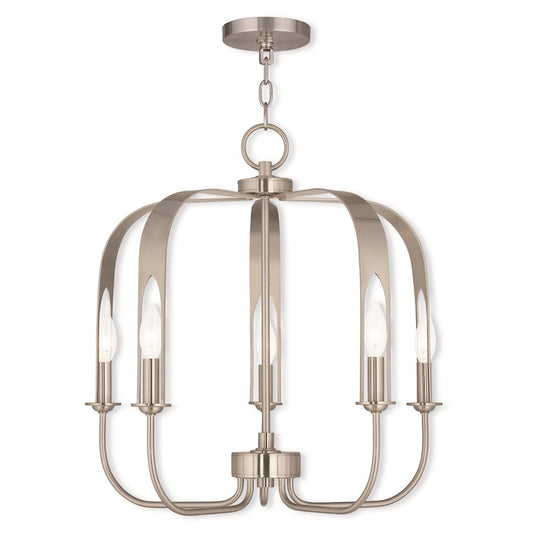Livex Addison 5 Light Chandelier, Brushed Nickel