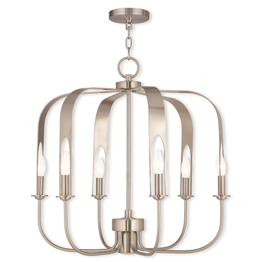 Livex Addison 7 Light Chandelier, Brushed Nickel