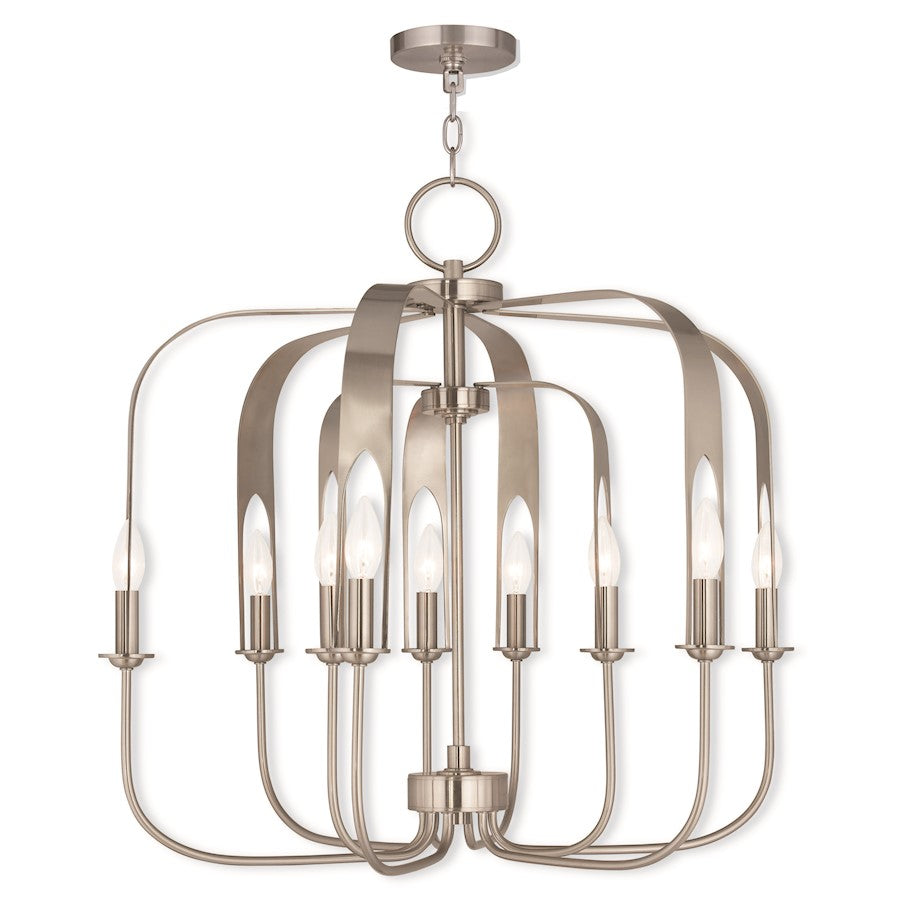 Livex Addison 9 Light Chandelier, Brushed Nickel