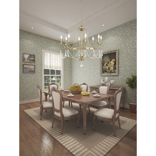 Livex Sophia 8 Light Chandelier, Hand Applied Winter Gold