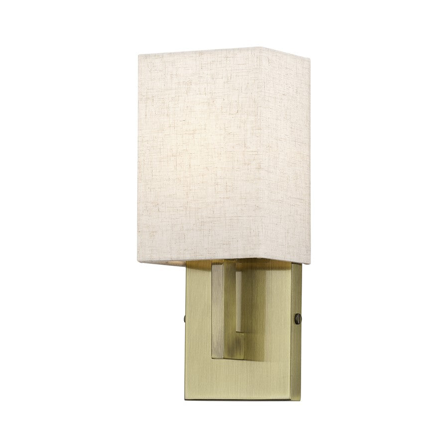 Livex Monroe 1Lt ADA Sconce, Brass/Oatmeal/White - 52131-01