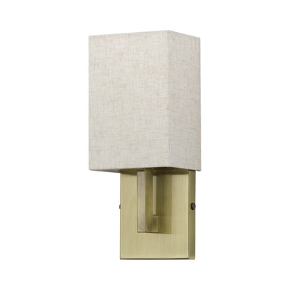 Livex Monroe 1Lt ADA Sconce, Brass/Oatmeal/White