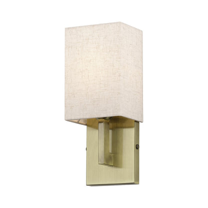Livex Monroe 1Lt ADA Sconce, Brass/Oatmeal/White