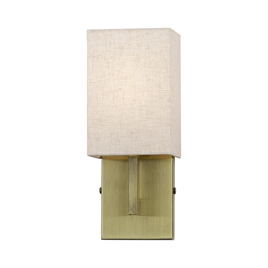 Livex Monroe 1Lt ADA Sconce, Brass/Oatmeal/White