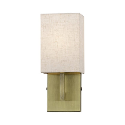 Livex Monroe 1Lt ADA Sconce, Brass/Oatmeal/White