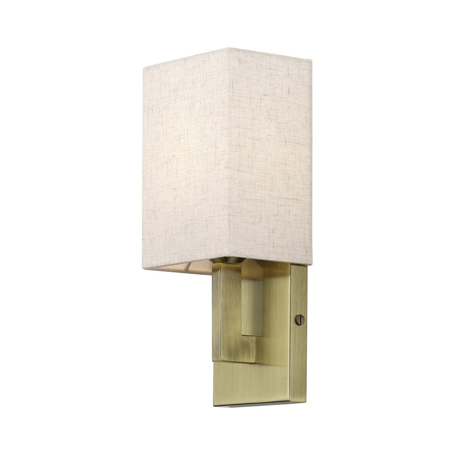Livex Monroe 1Lt ADA Sconce, Brass/Oatmeal/White