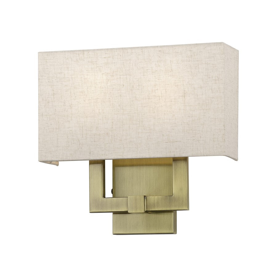 Livex Monroe 2Lt ADA Sconce, Brass/Oatmeal/White - 52132-01