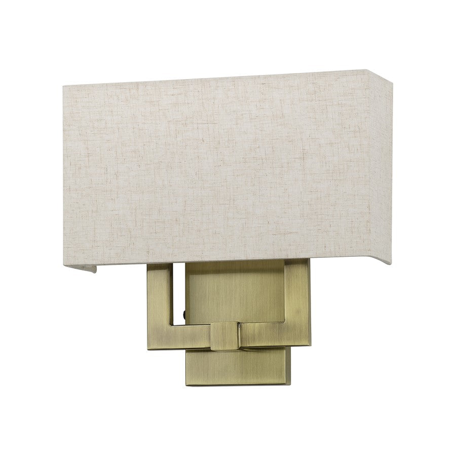 Livex Monroe 2Lt ADA Sconce, Brass/Oatmeal/White