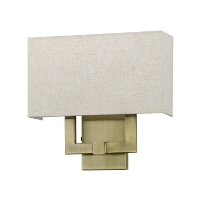 Livex Monroe 2Lt ADA Sconce, Brass/Oatmeal/White
