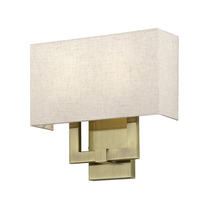 Livex Monroe 2Lt ADA Sconce, Brass/Oatmeal/White