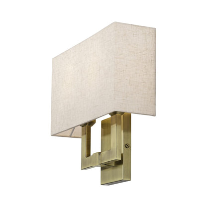 Livex Monroe 2Lt ADA Sconce, Brass/Oatmeal/White