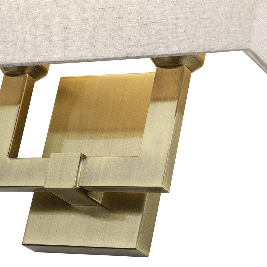 Livex Monroe 2Lt ADA Sconce, Brass/Oatmeal/White