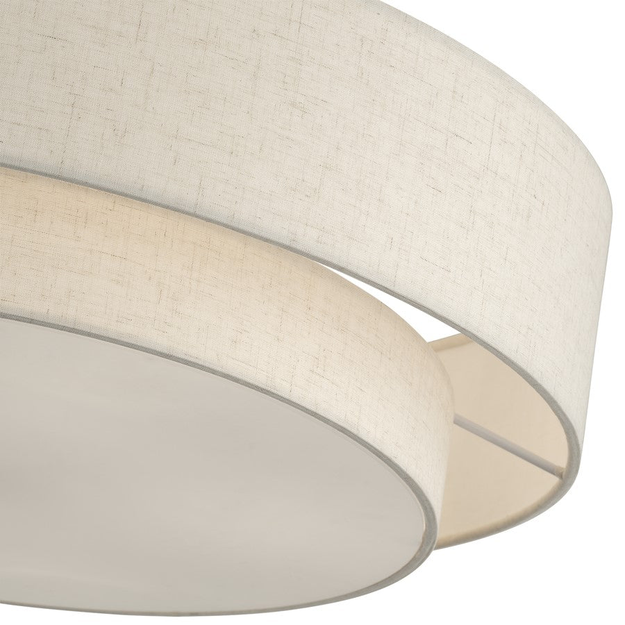 Livex Monroe 5Lt 9.5" Semi-Flush, Brass/Oatmeal/White