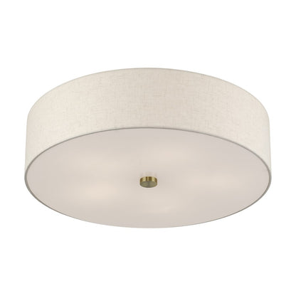 Livex Monroe 5Lt 9" Semi-Flush, Brass/Oatmeal/White