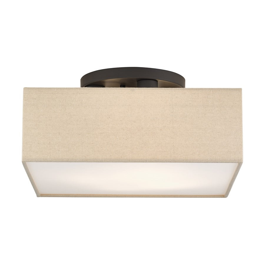 Livex Summit 4Lt Large Semi-Flush, Bronze/Parchment Hardback/White - 52273-07