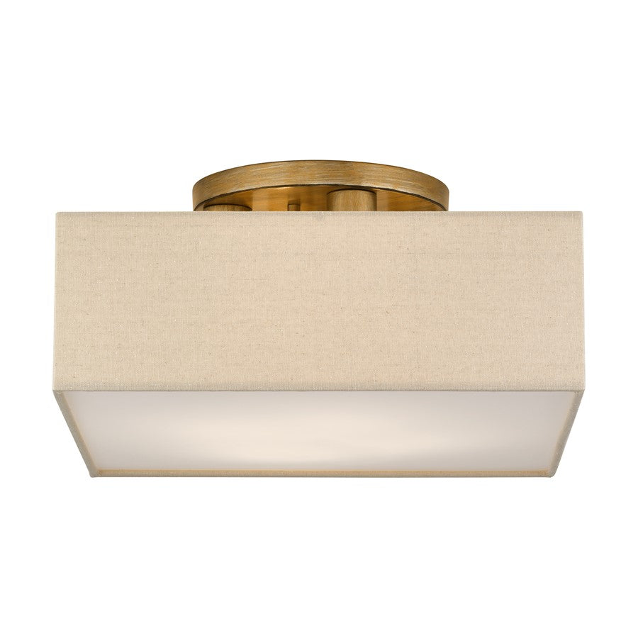 Livex Summit 4Lt Large Semi-Flush, Gold/Parchment Hardback/White - 52273-48
