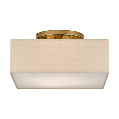 Livex Summit 4Lt Large Semi-Flush, Gold/Parchment Hardback/White - 52273-48