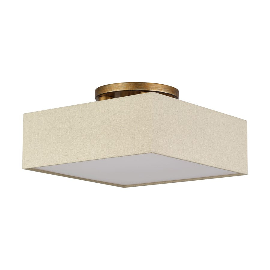 Livex Summit 4Lt Large Semi-Flush, Gold/Parchment Hardback/White