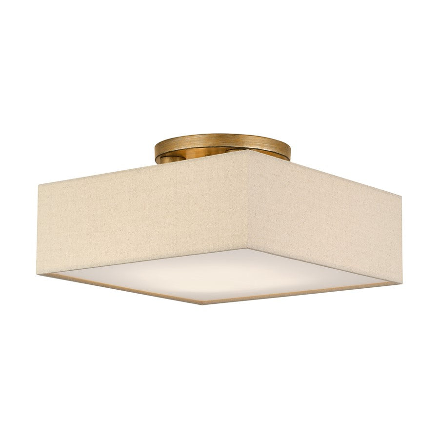 Livex Summit 4Lt Large Semi-Flush, Gold/Parchment Hardback/White