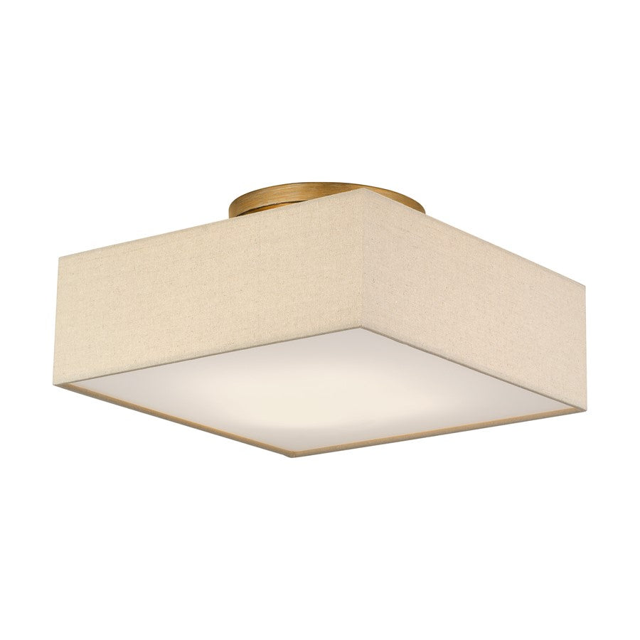 Livex Summit 4Lt Large Semi-Flush, Gold/Parchment Hardback/White