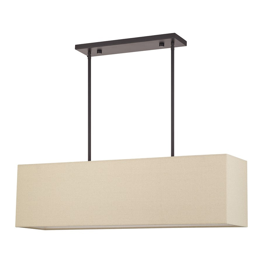 Livex Summit 4Lt Large Chandelier, Bronze/Parchment Hardback/White