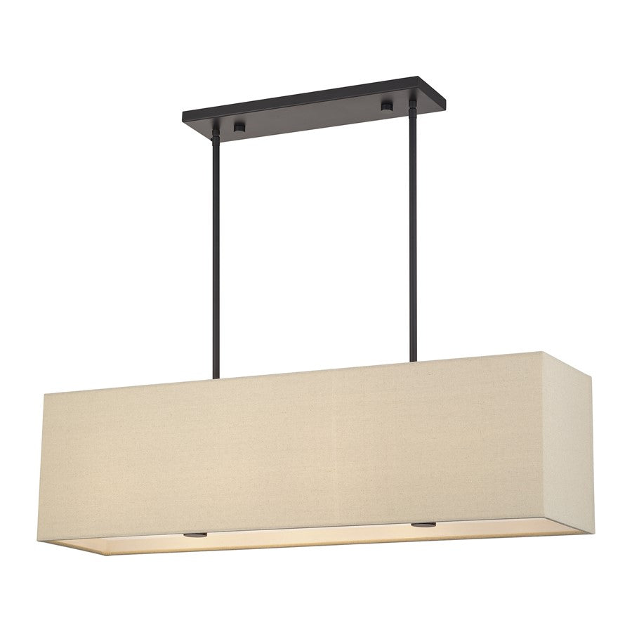 Livex Summit 4Lt Large Chandelier, Bronze/Parchment Hardback/White