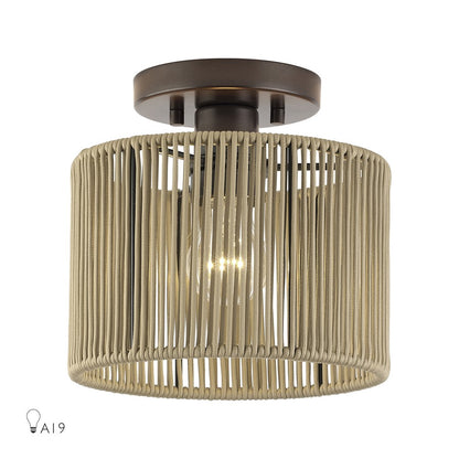 Livex Acordia 1Lt Small Semi-Flush, Bronze/Gold Polyester - 53141-92