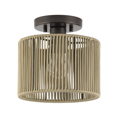 Livex Acordia 1Lt Small Semi-Flush, Bronze/Gold Polyester