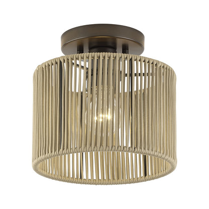 Livex Acordia 1Lt Small Semi-Flush, Bronze/Gold Polyester