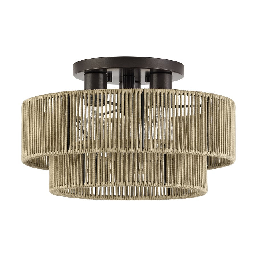 Livex Acordia 3Lt Large 9" Semi-Flush, Bronze/Gold Polyester