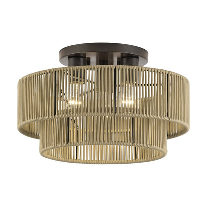 Livex Acordia 3Lt Large 9" Semi-Flush, Bronze/Gold Polyester