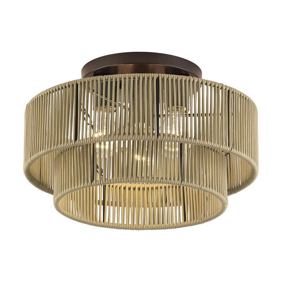Livex Acordia 3Lt Large 9" Semi-Flush, Bronze/Gold Polyester