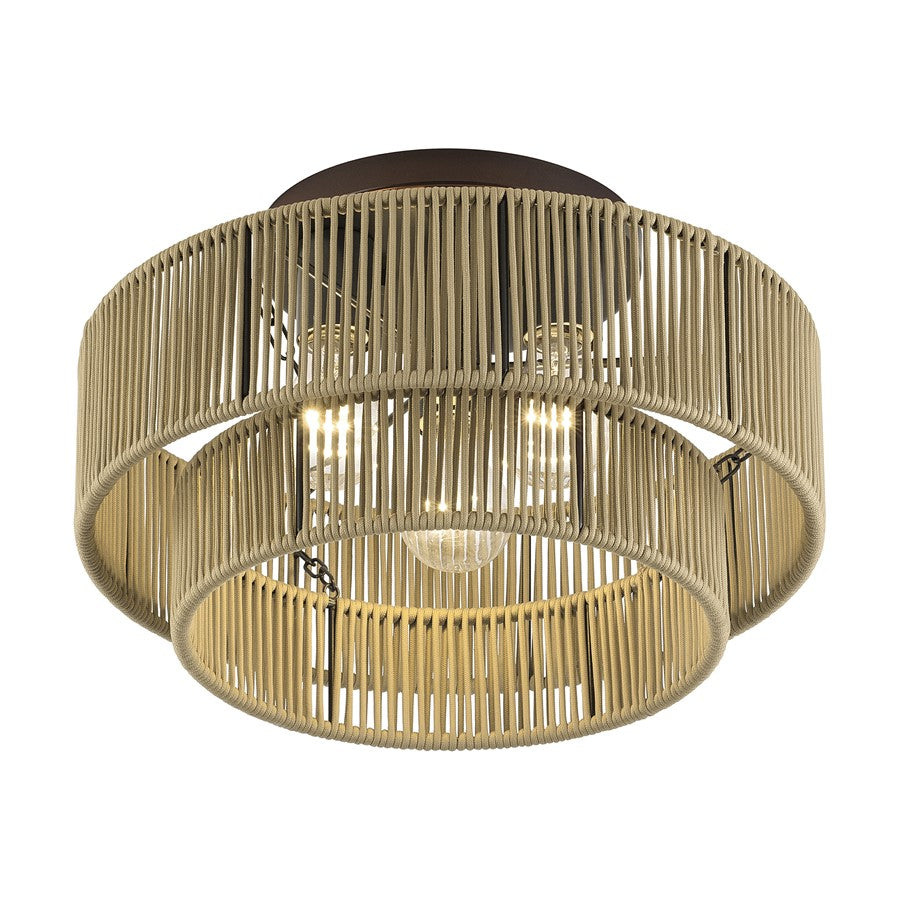 Livex Acordia 3Lt Large 9" Semi-Flush, Bronze/Gold Polyester