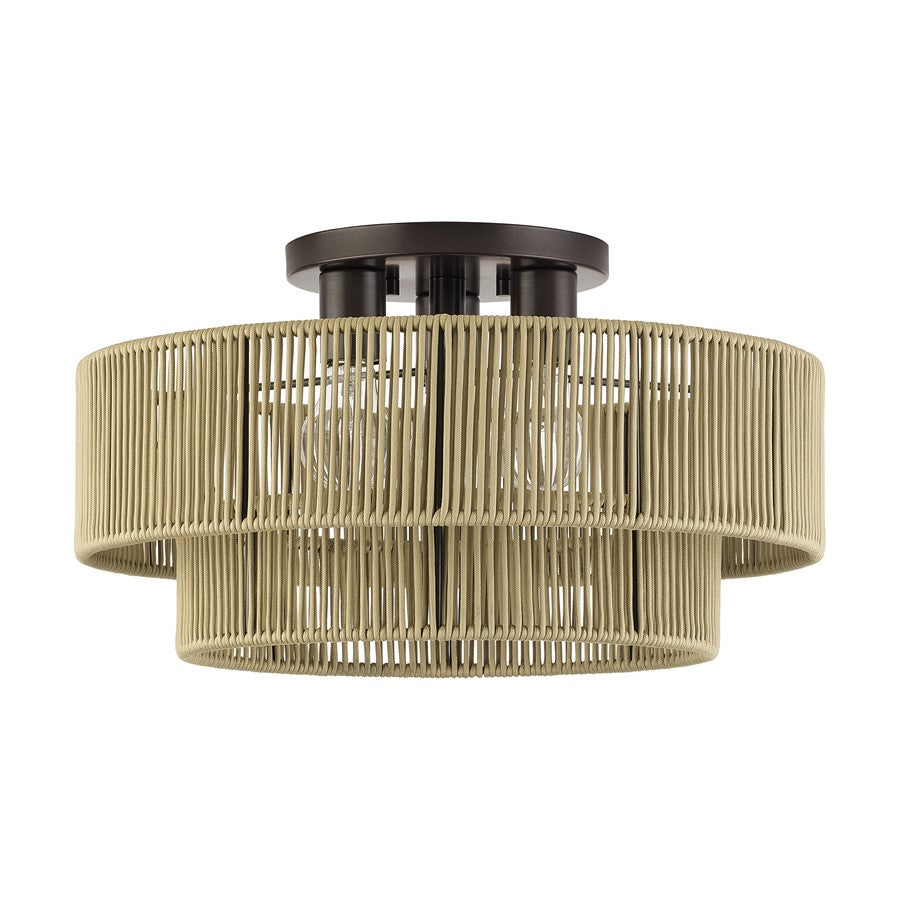 Livex Acordia 3Lt Large 10" Semi-Flush, Bronze/Gold Polyester