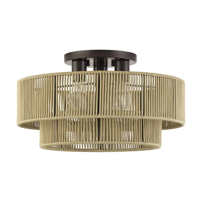 Livex Acordia 3Lt Large 10" Semi-Flush, Bronze/Gold Polyester